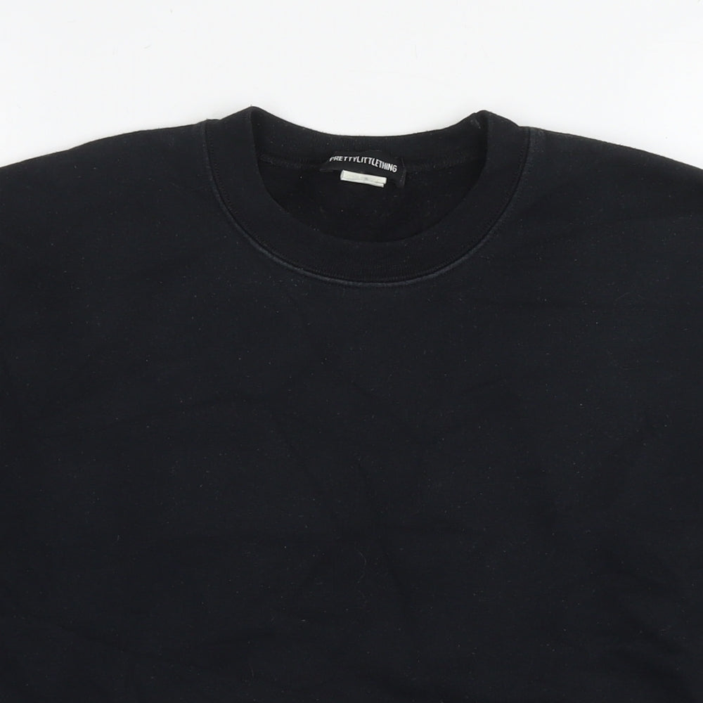 PRETTYLITTLETHING Womens Black Cotton Pullover Sweatshirt Size S Pullover