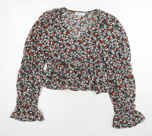 Urban Bliss Womens Multicoloured Floral Viscose Basic Blouse Size 10 V-Neck