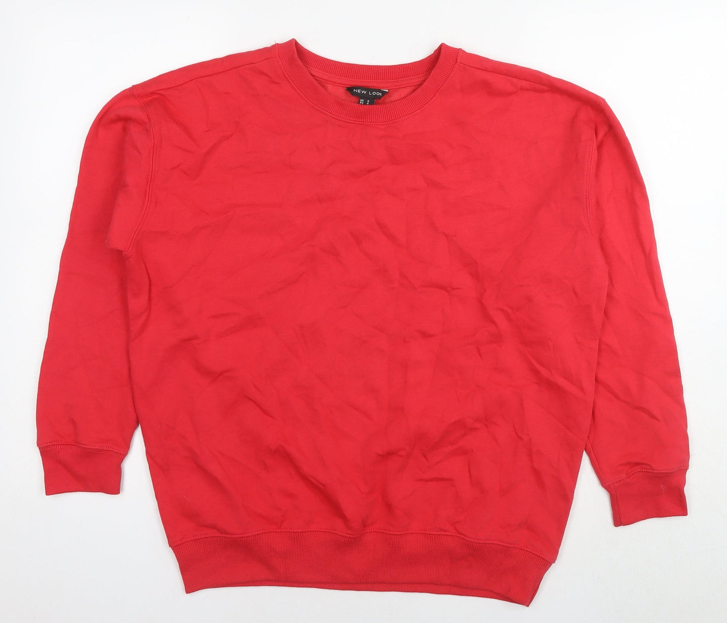 New Look Womens Red Cotton Pullover Sweatshirt Size S Pullover