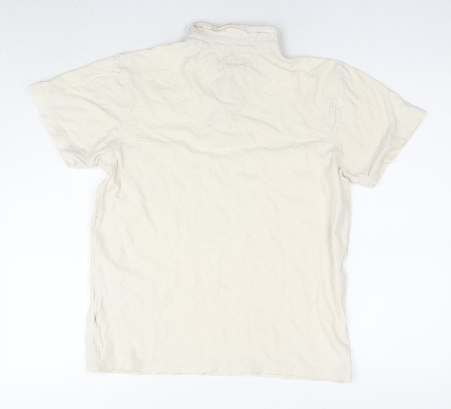 Paper Denim & Cloth Mens Ivory Cotton Polo Size M Collared Pullover