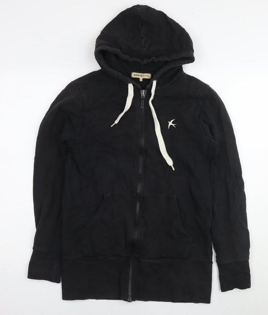 Byron & Bronte Mens Black Cotton Full Zip Hoodie Size S - Birds