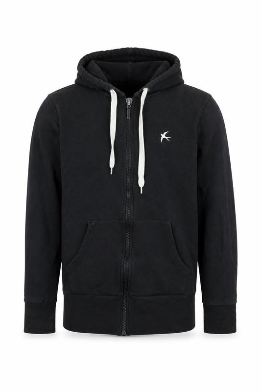 Byron & Bronte Mens Black Cotton Full Zip Hoodie Size S - Birds