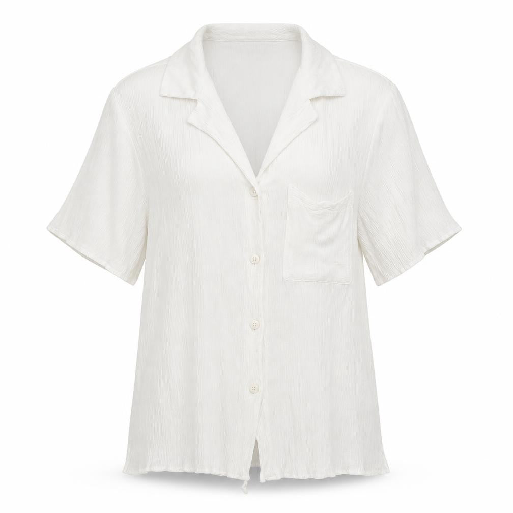 Topshop Womens White Viscose Basic Button-Up Size 8 Collared