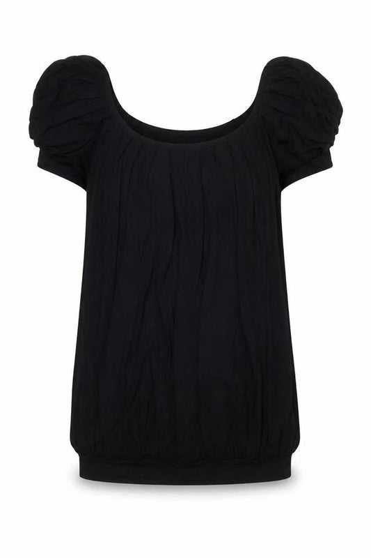 Marks and Spencer Womens Black Viscose Tunic Blouse Size 10 Scoop Neck