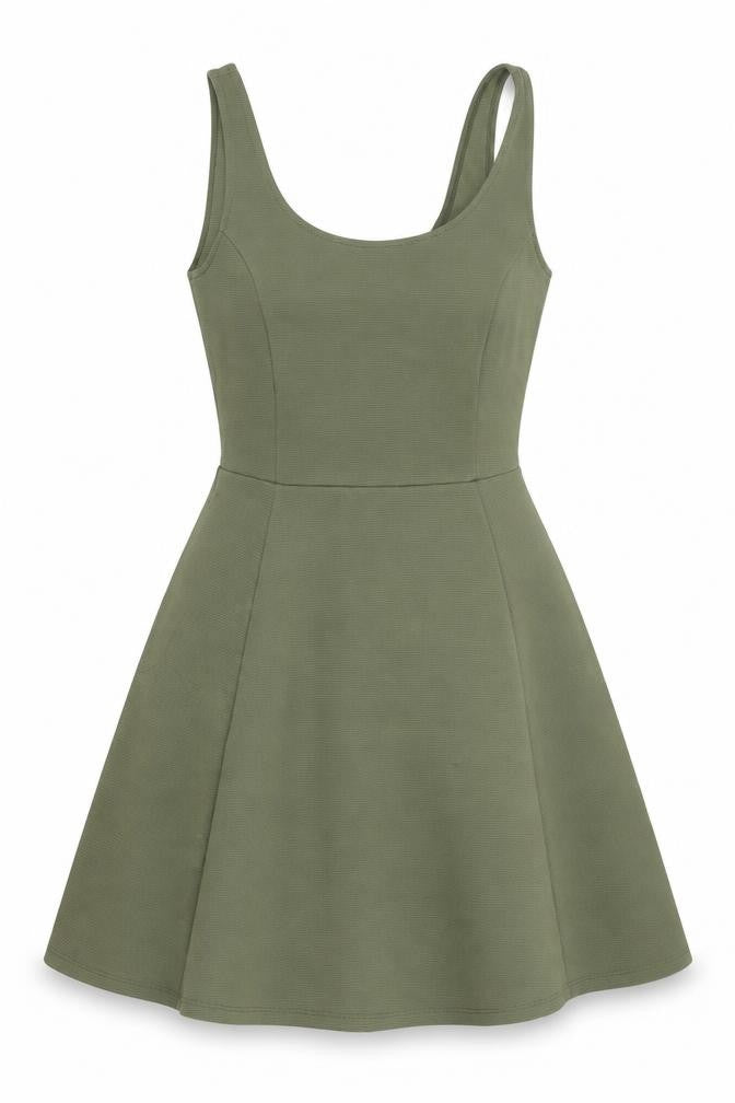 Divided by H&M Womens Green Polyester Fit & Flare Size 8 Scoop Neck Pullover - Ribbed