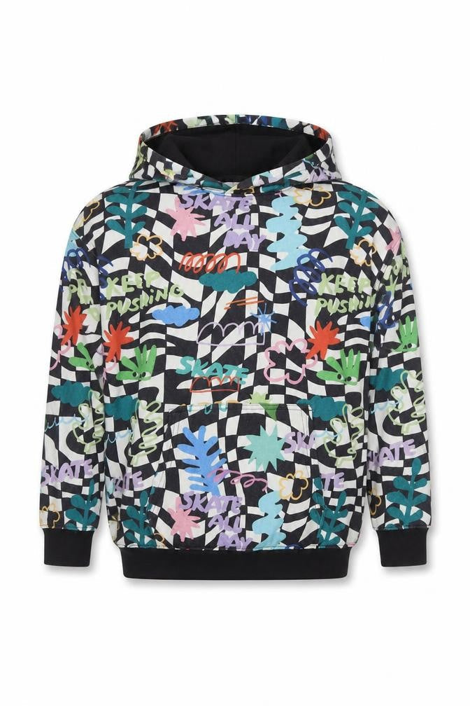 H&M Boys Multicoloured Geometric Cotton Pullover Hoodie Size 10-11 Years Pullover - Age 10-12 Years Positive Icons