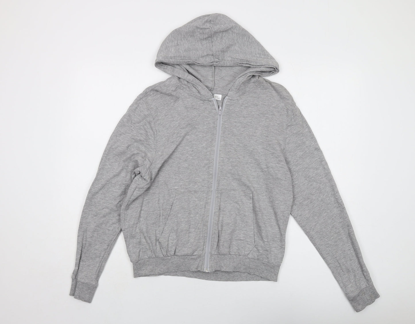 H&M Womens Grey Cotton Full Zip Hoodie Size M Zip