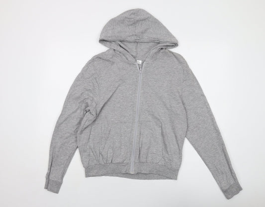 H&M Womens Grey Cotton Full Zip Hoodie Size M Zip