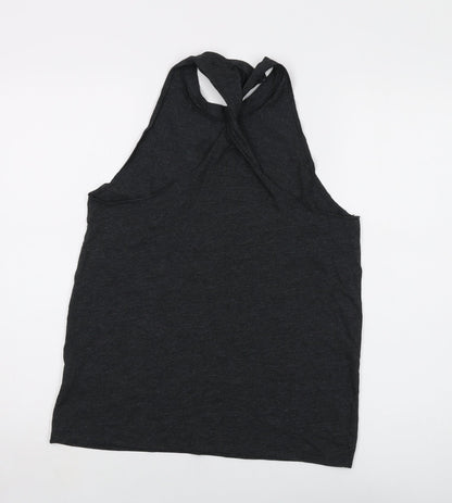 PINK Womens Grey Cotton Basic Tank Size S Round Neck
