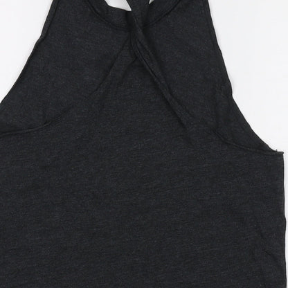 PINK Womens Grey Cotton Basic Tank Size S Round Neck