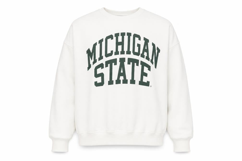 MSU Womens White Cotton Pullover Sweatshirt Size 12 Pullover