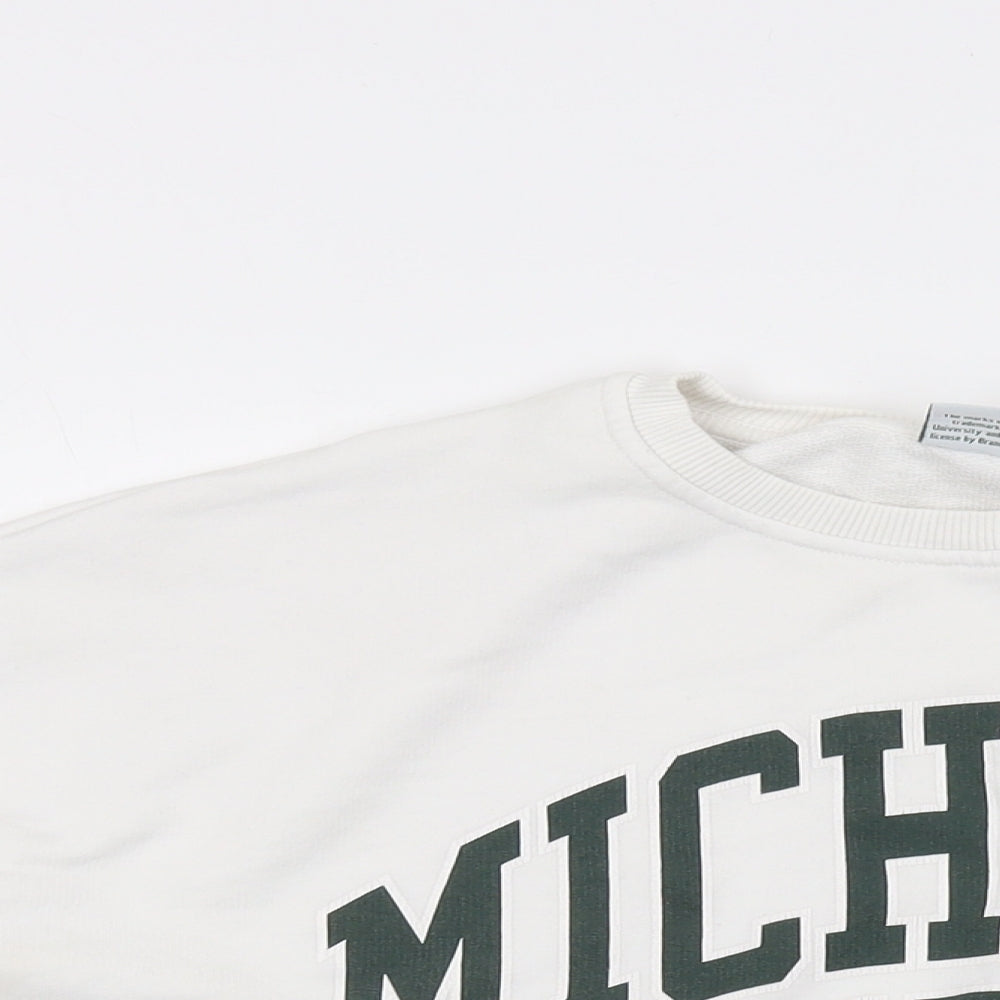 MSU Womens White Cotton Pullover Sweatshirt Size 12 Pullover