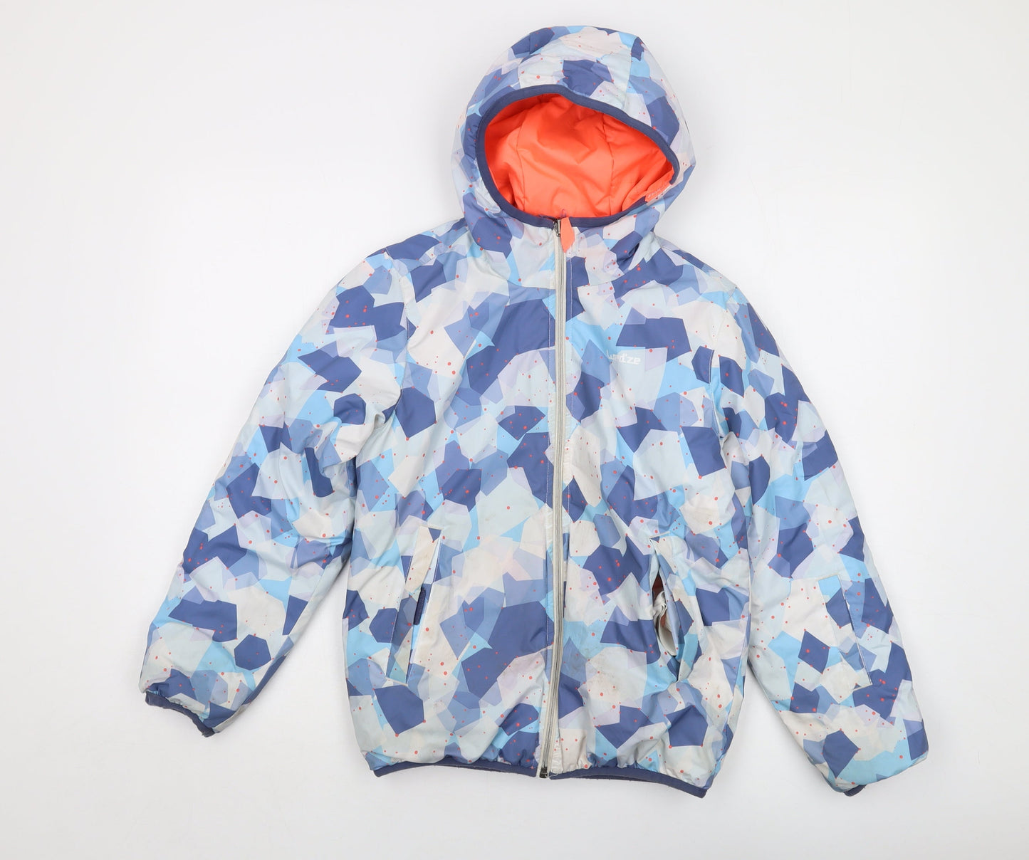 Reverse Boys Blue Geometric Jacket Size 10 Years Zip