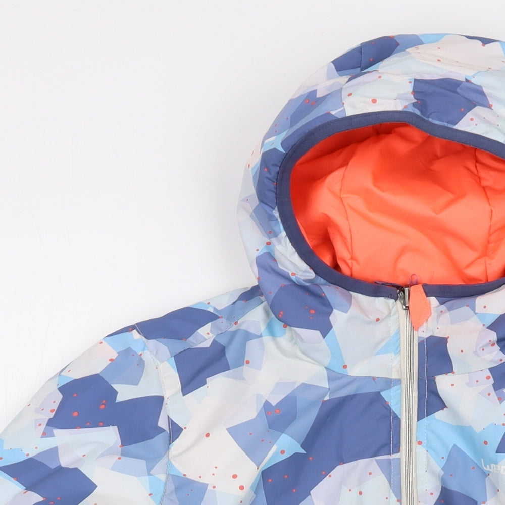 Reverse Boys Blue Geometric Jacket Size 10 Years Zip