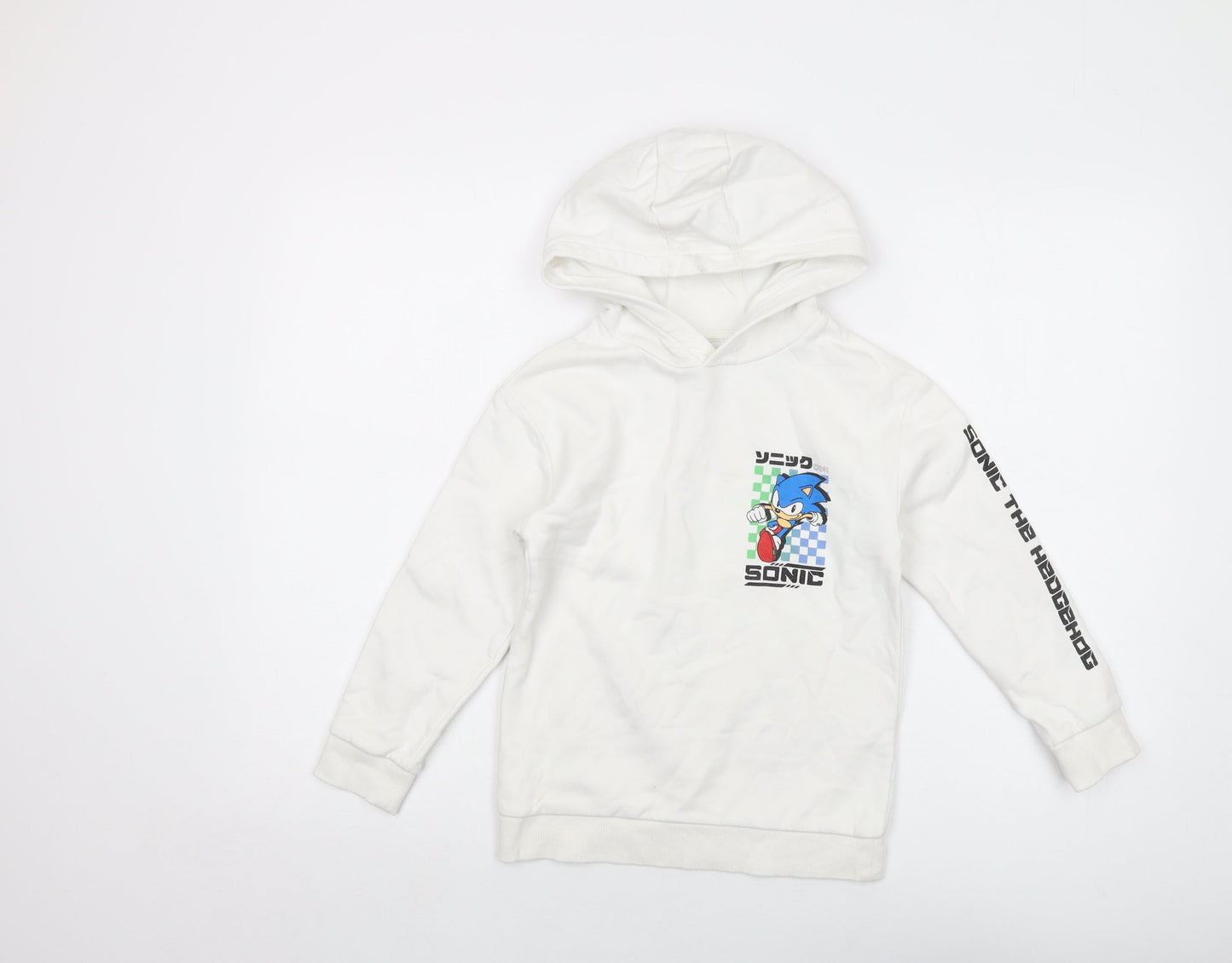 Sonic Boys White Cotton Pullover Hoodie Size 7-8 Years Pullover