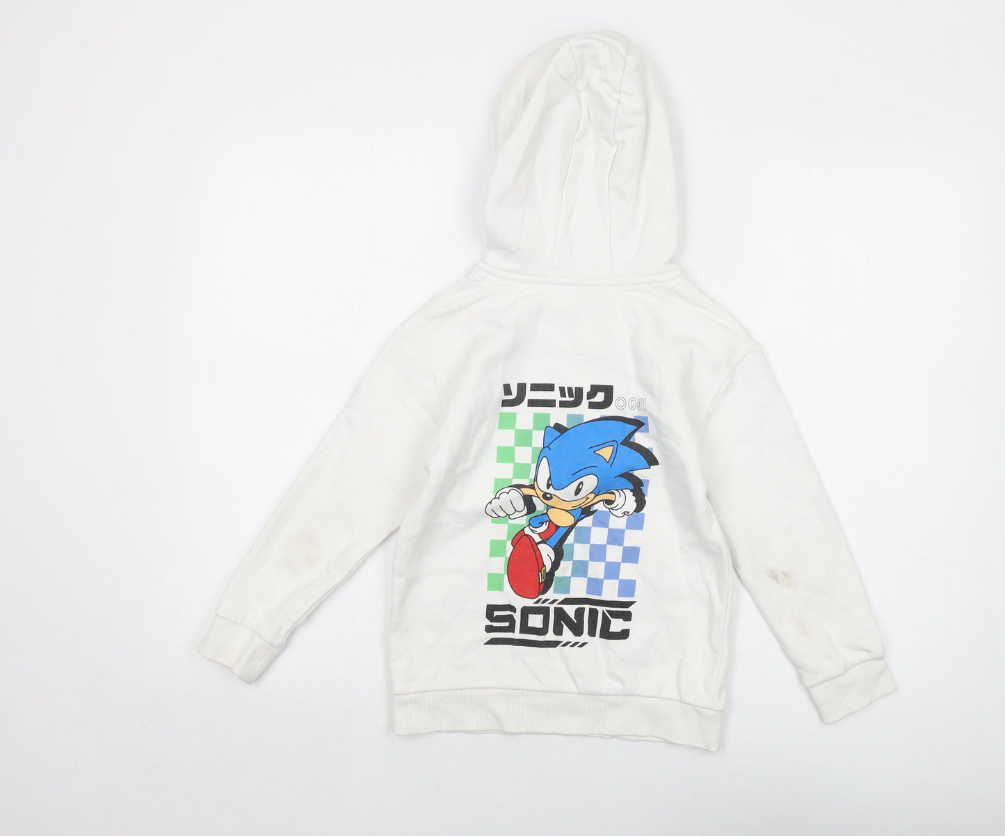 Sonic Boys White Cotton Pullover Hoodie Size 7-8 Years Pullover