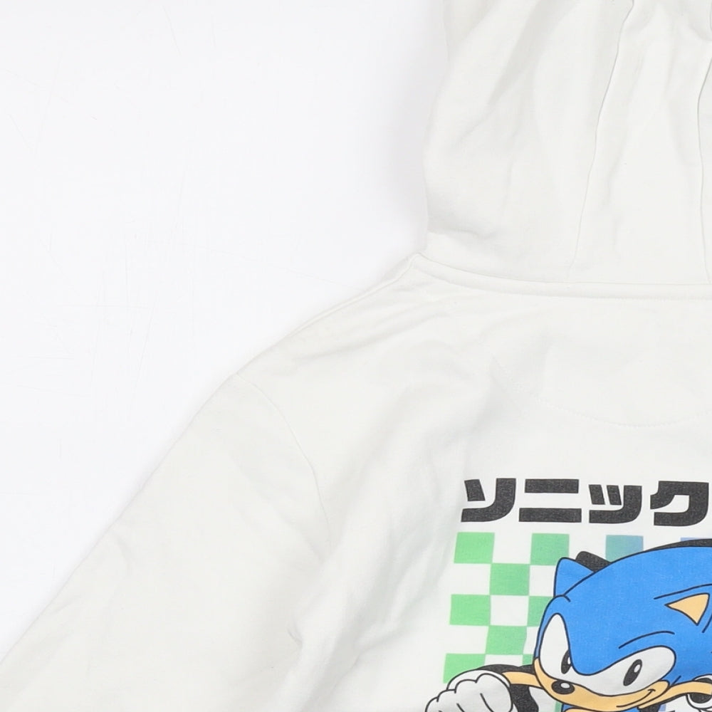 Sonic Boys White Cotton Pullover Hoodie Size 7-8 Years Pullover