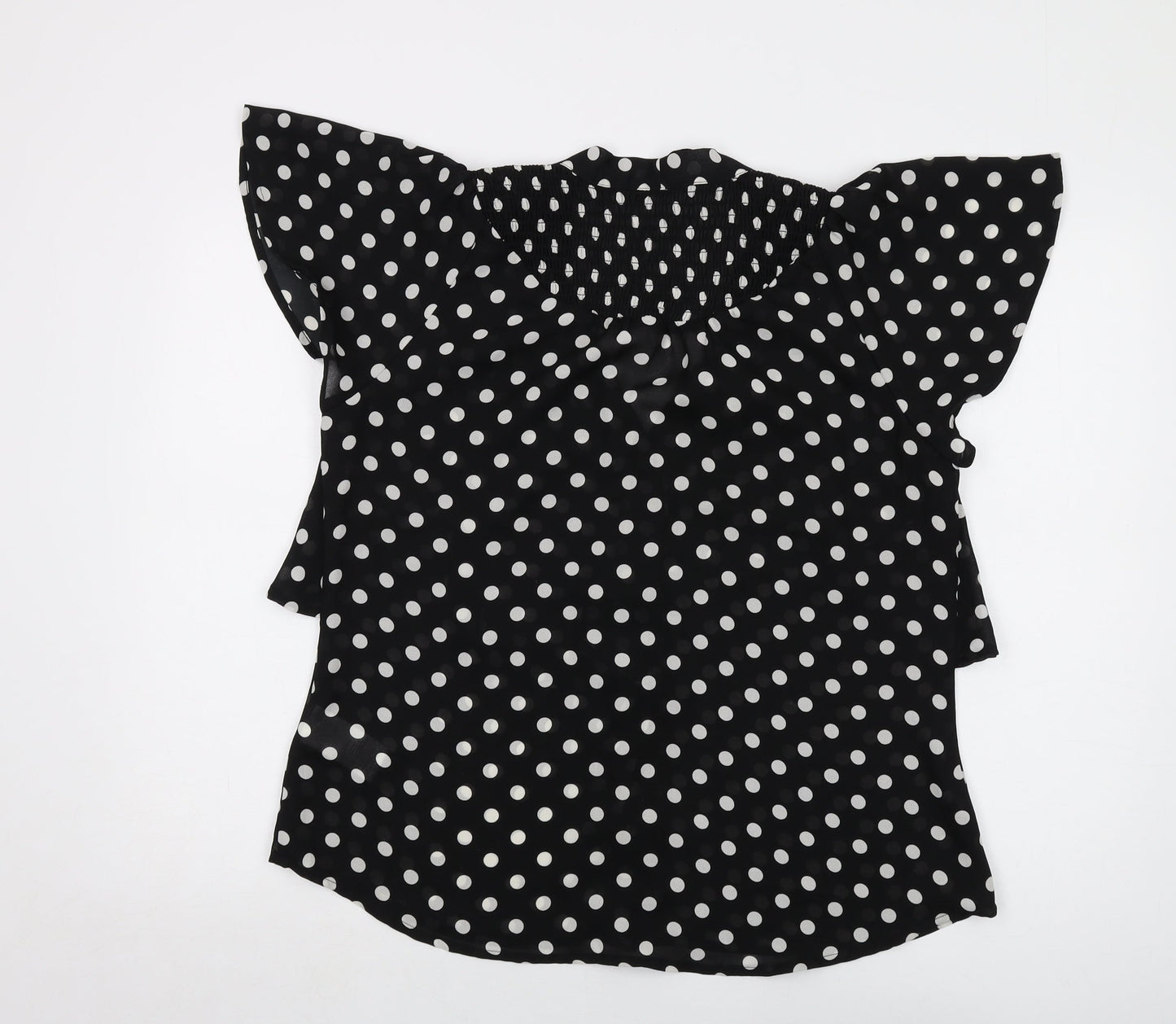 Bodyflirt Womens Black Polka Dot Polyester Basic Blouse Size 14 V-Neck