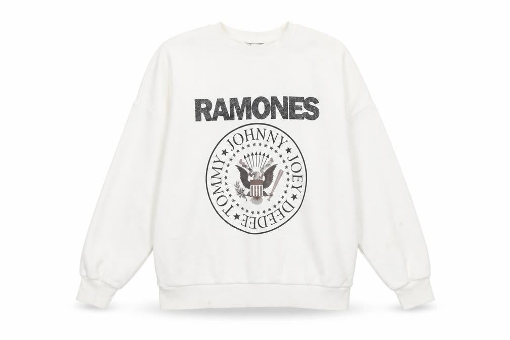 Ramones Womens Ivory Cotton Pullover Sweatshirt Size 10 Pullover