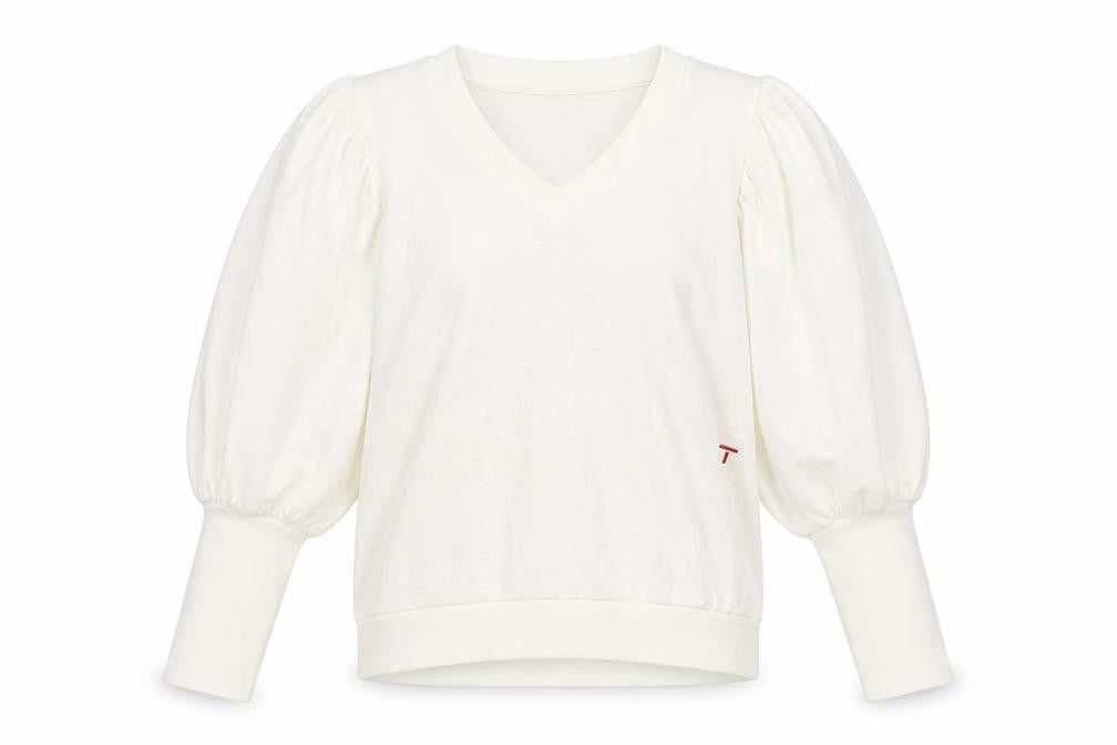 Tomorrow Womens Ivory Cotton Pullover Sweatshirt Size 8 Pullover
