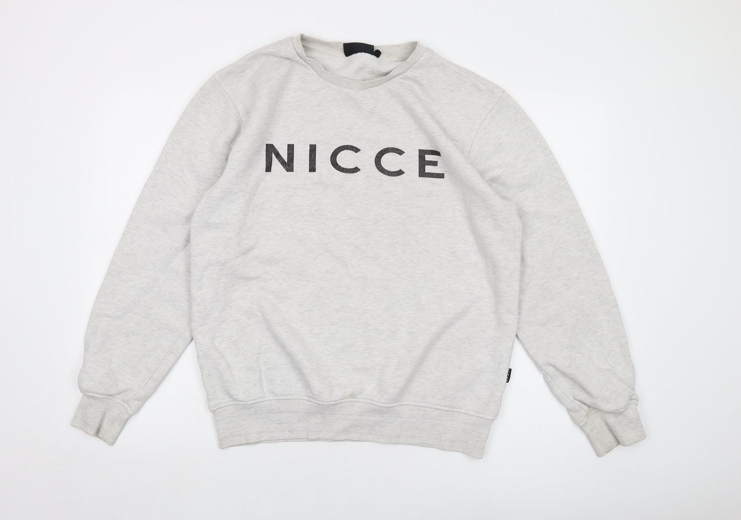 Noicce Mens Grey Cotton Pullover Sweatshirt Size L