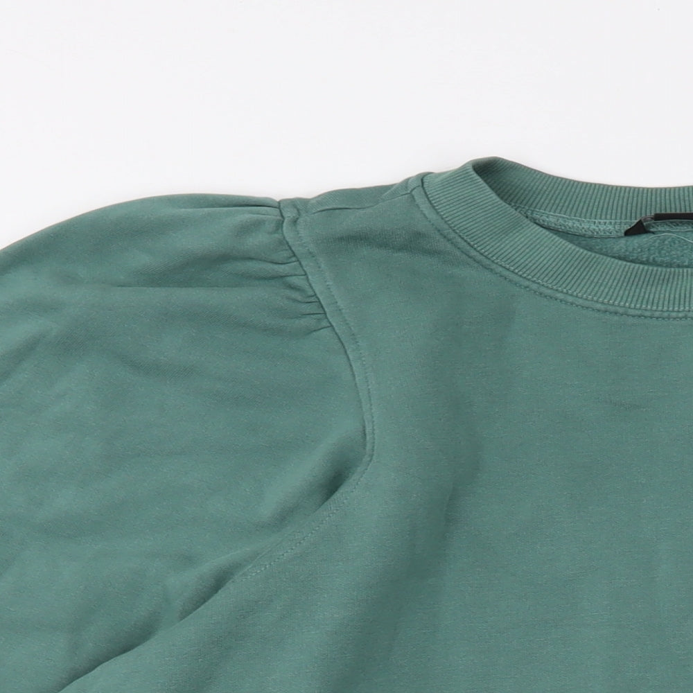 Monlki Womens Green Cotton Pullover Sweatshirt Size S Pullover