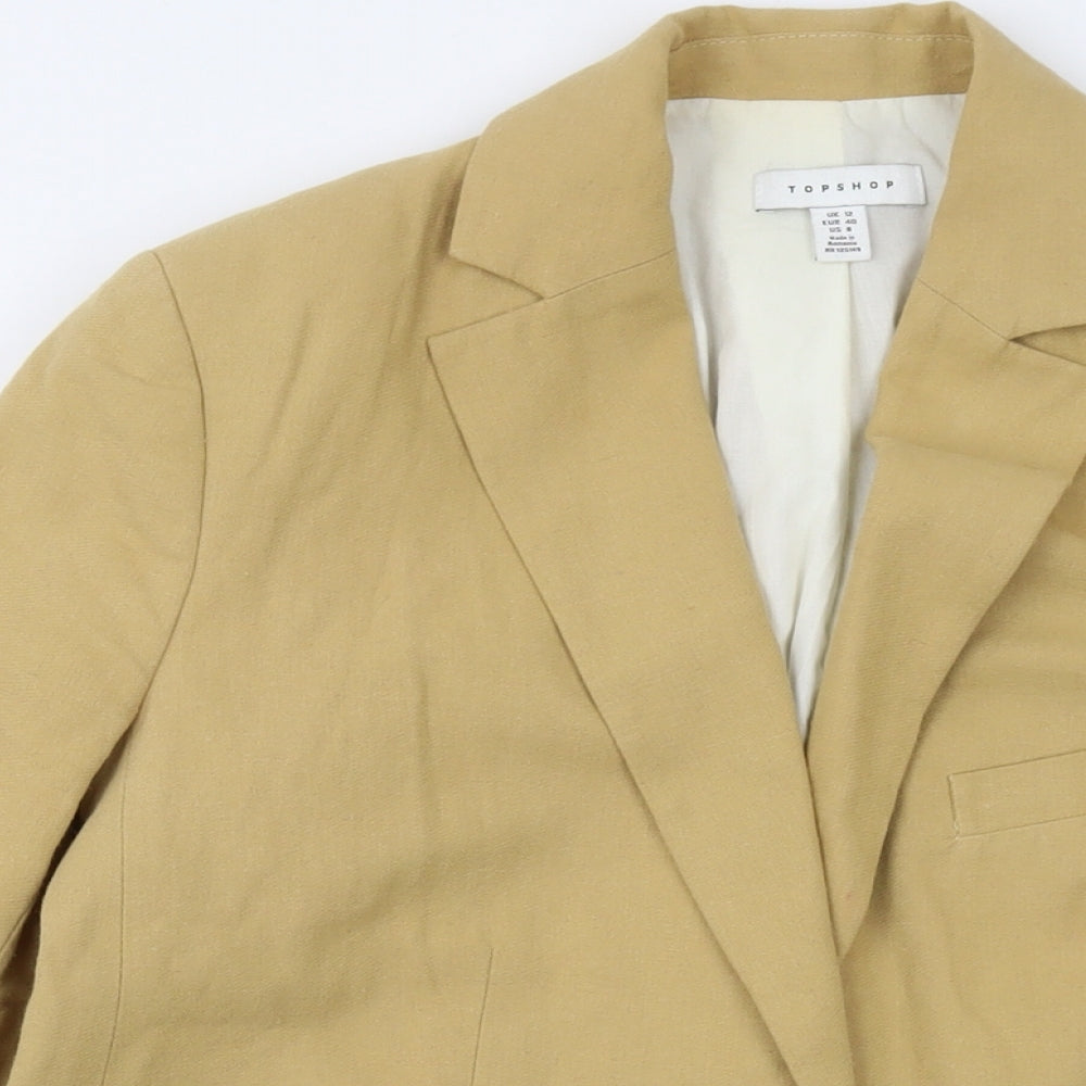 Topshop Womens Beige Jacket Size 12 Button