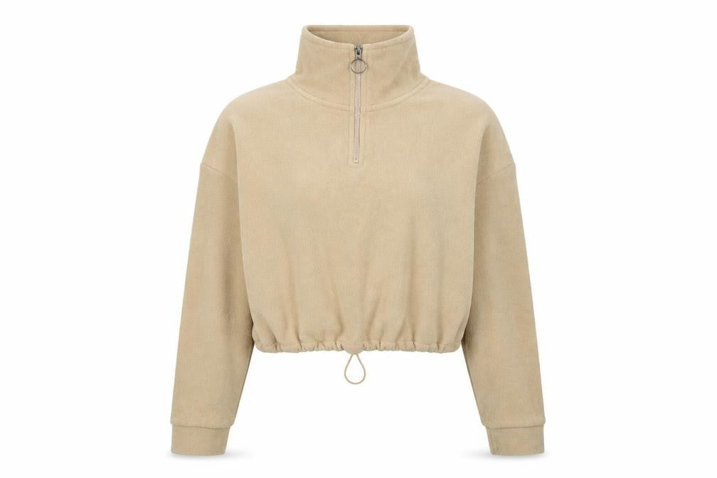 Brave Soul Womens Beige Polyester Pullover Sweatshirt Size S Zip