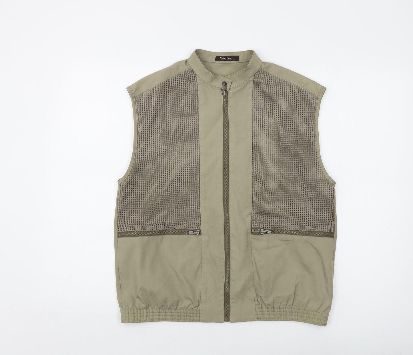 Matchset Womens Green Jacket Waistcoat Size 12 Zip