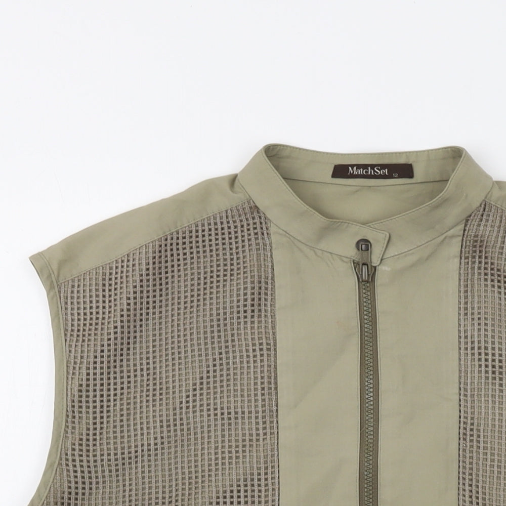 Matchset Womens Green Jacket Waistcoat Size 12 Zip