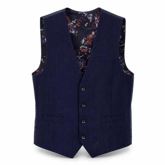 Feraud Vintage Mens Blue Polyester Jacket Suit Waistcoat Size 42 Regular