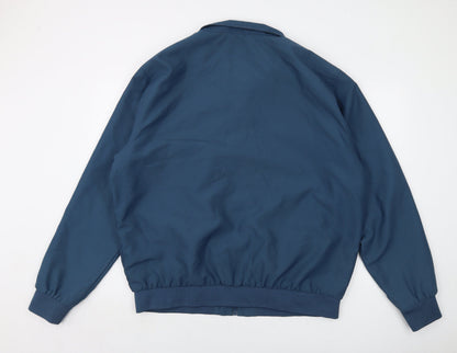 Back view of Atlas men’s blue bomber jacket jacket, size 2XL, zip