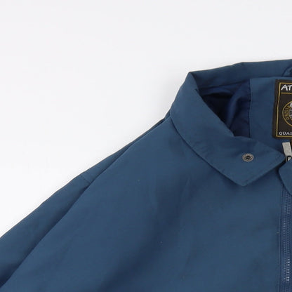 Close-up detail of Atlas men’s blue bomber jacket jacket, size 2XL, zip