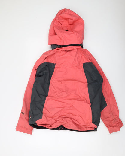 Back view of Maier girls’ pink jacket, size 14, years zip