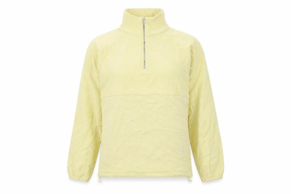 Less Basics Womens Yellow Cotton Pullover Sweatshirt Size S Zip