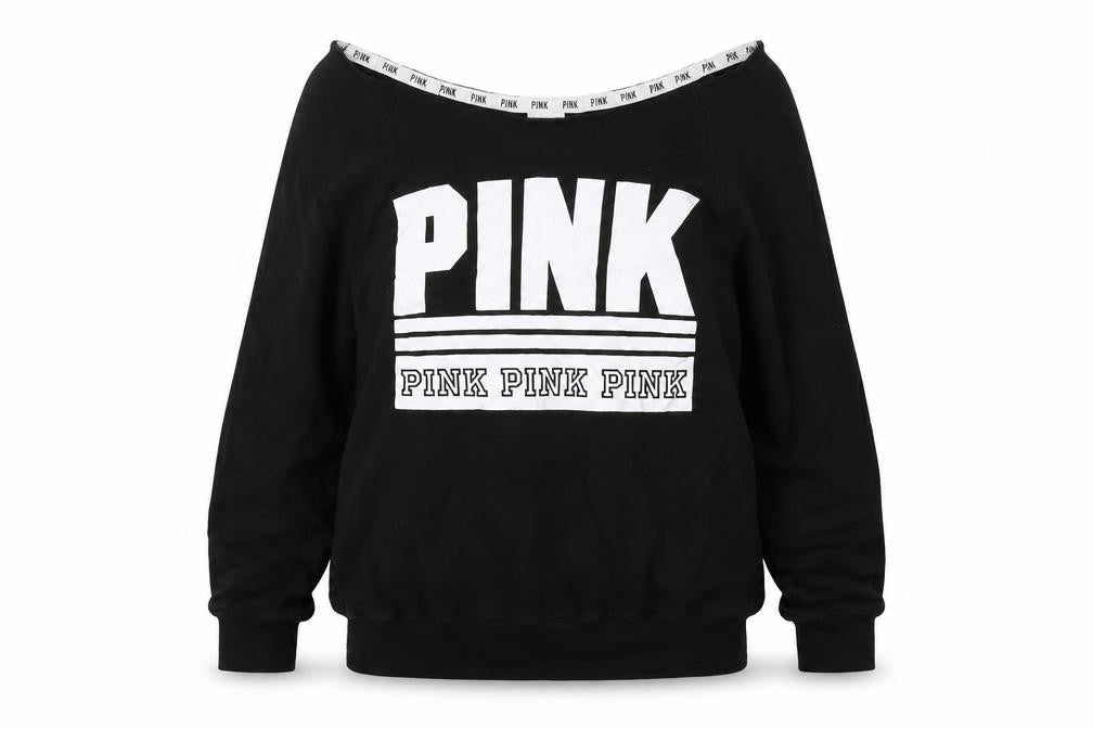 PINK Womens Black Cotton Pullover Sweatshirt Size XS Pullover