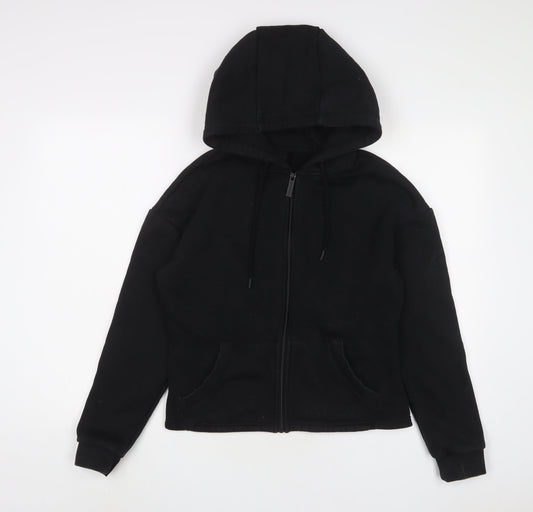USA Pro Womens Black Cotton Full Zip Hoodie Size 10 Zip - Logo, Embroidered