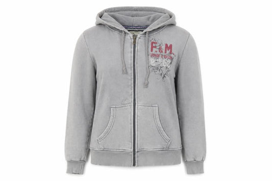 Fitzroy and Mason Womens Grey Cotton Full Zip Hoodie Size 16 Zip
