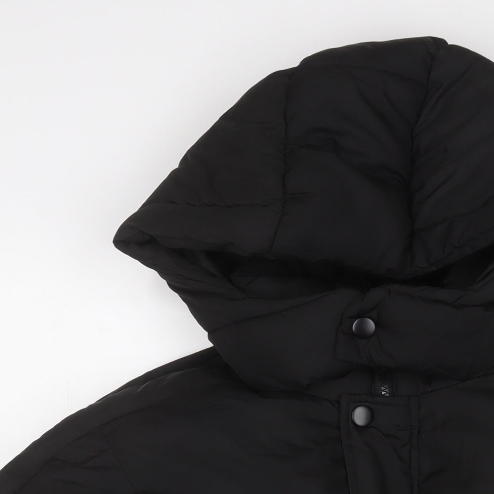 PRETTYLITTLETHING Womens Black Puffer Jacket Coat Size 4 Zip