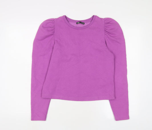 Zara Womens Purple Cotton Pullover Sweatshirt Size M Pullover