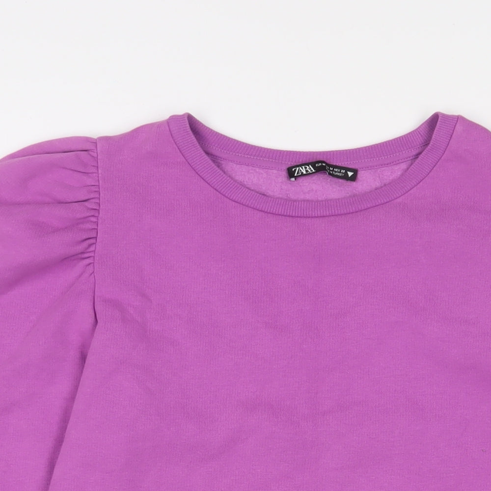 Zara Womens Purple Cotton Pullover Sweatshirt Size M Pullover
