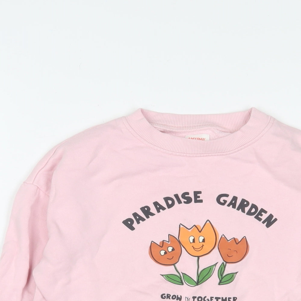 John Lewis Girls Pink Cotton Pullover Sweatshirt Size 8 Years Pullover