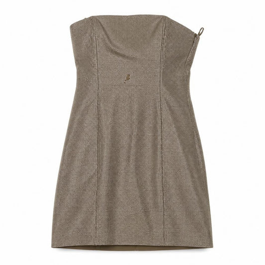 zarq Womens Brown Polyester A-Line Size S Off the Shoulder Zip - Jewels