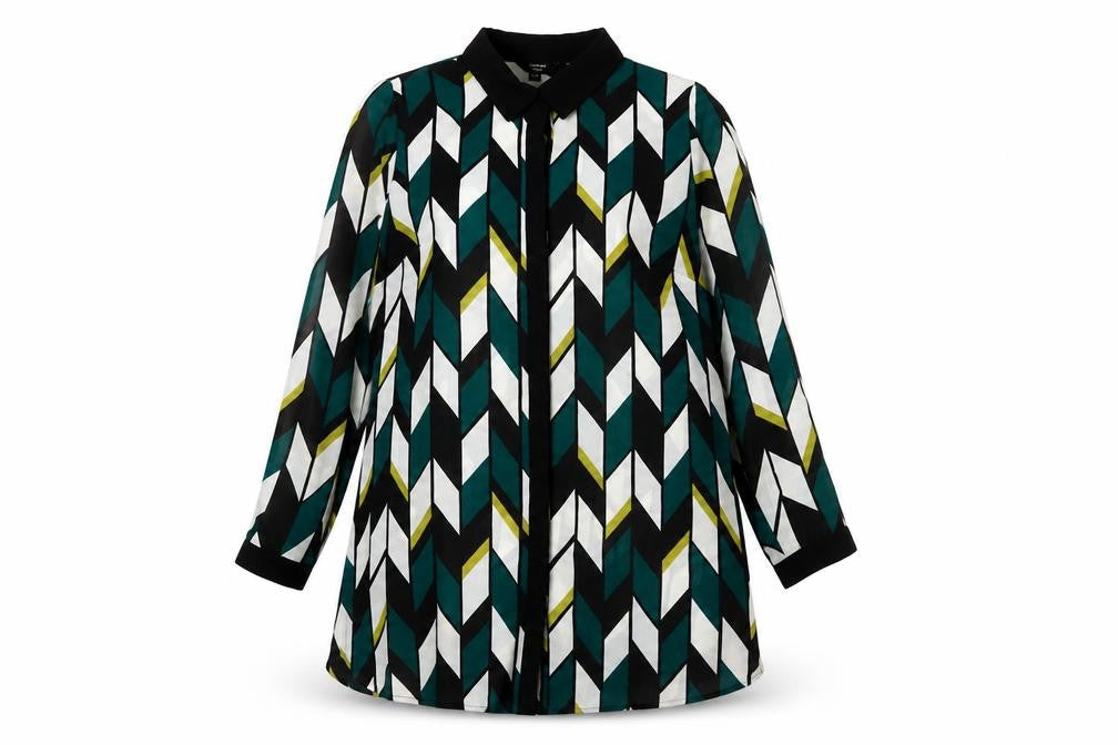 Joanna Hope Womens Multicoloured Geometric Polyester Shirt Dress Size 16 Collared Button