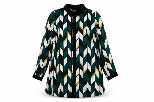 Joanna Hope Womens Multicoloured Geometric Polyester Shirt Dress Size 16 Collared Button