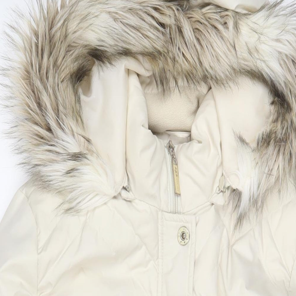 Per Una Womens Beige Parka Coat Size 12 Zip