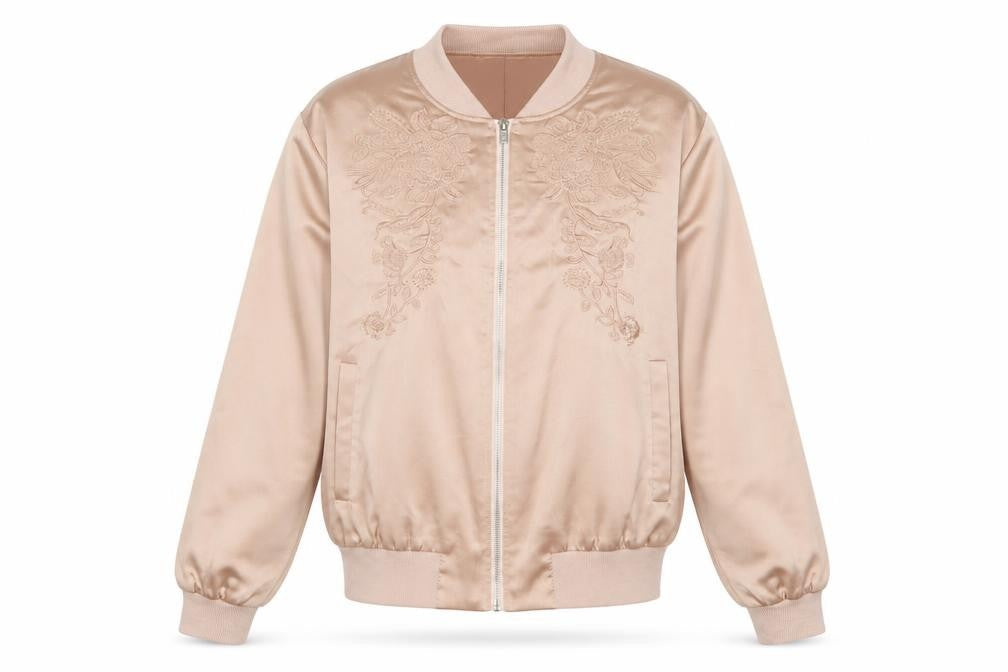 New Look Womens Pink Jacket Size 12 Zip - Embroidered