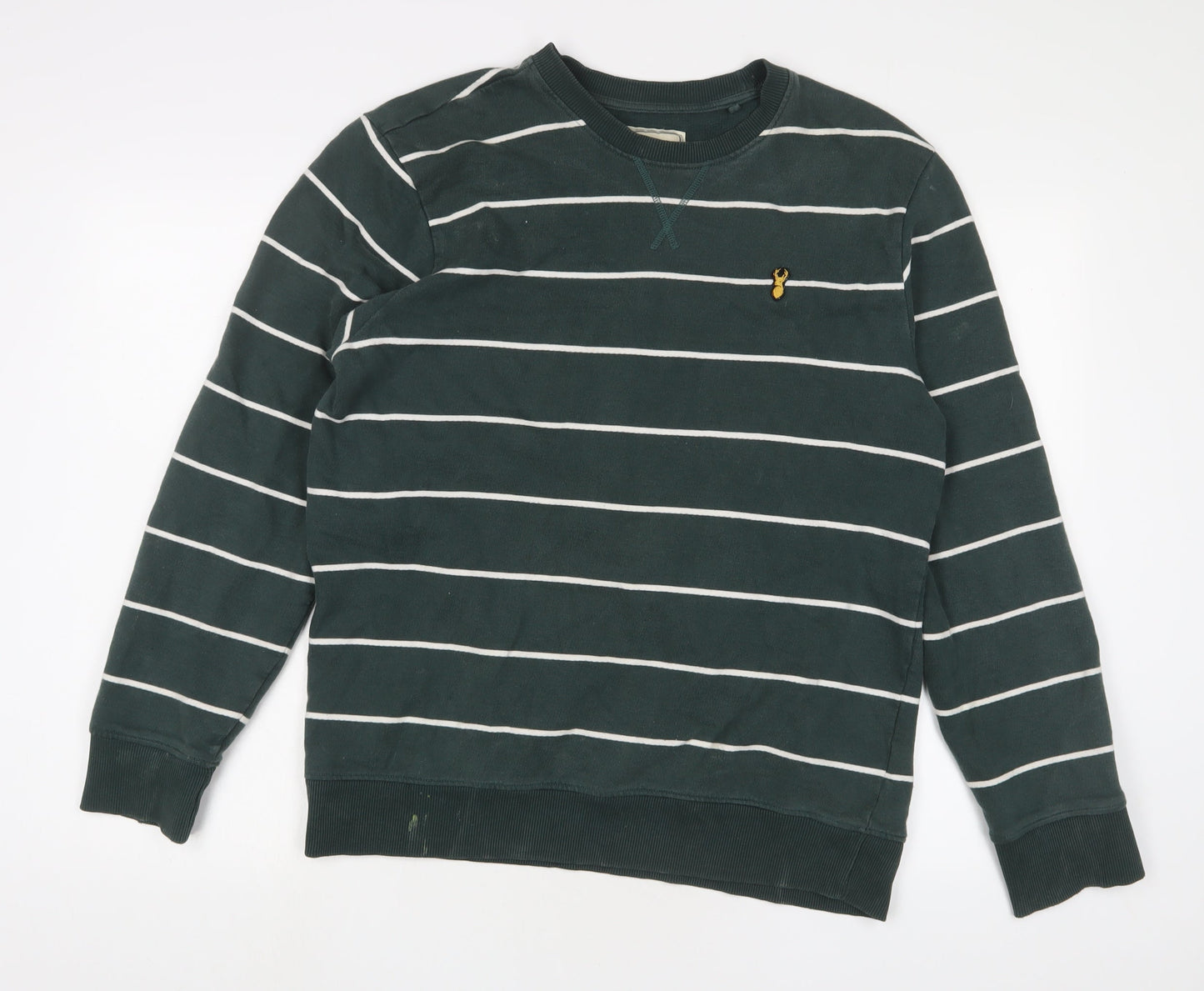 NEXT Mens Green Striped Cotton Pullover Sweatshirt Size L
