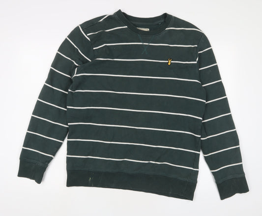 NEXT Mens Green Striped Cotton Pullover Sweatshirt Size L