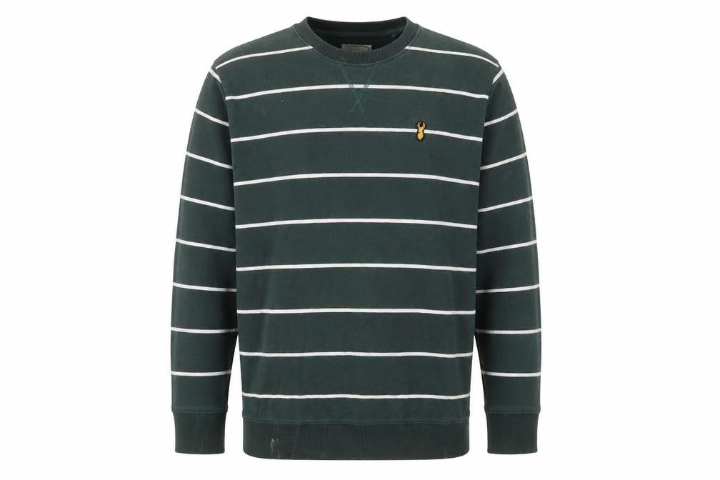 NEXT Mens Green Striped Cotton Pullover Sweatshirt Size L